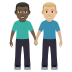 👨🏿‍🤝‍👨🏼 men holding hands: dark skin tone, medium-light skin tone display on JoyPixels